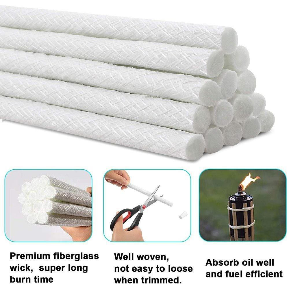 Cevemin 10Pcs Glass Fiber Replacement Lamp Wick Torch Kerosene Lamp Wick Lighting, Long Life Super Absorbent Fiberglass Wicks, Table Top Lanterns, and Citronella Burning Torches